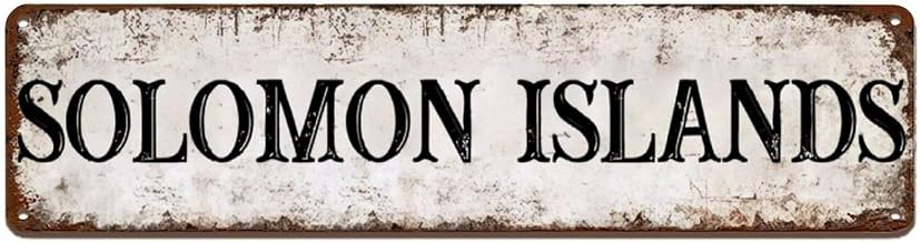 Solomon Islands Metal Sign Customize Chic Solomon Islands Long Distance Exchange Gifts Modern Road Sign 4x18 Inch Metal Poster Wall Decor for Garden Home Country Rust Free