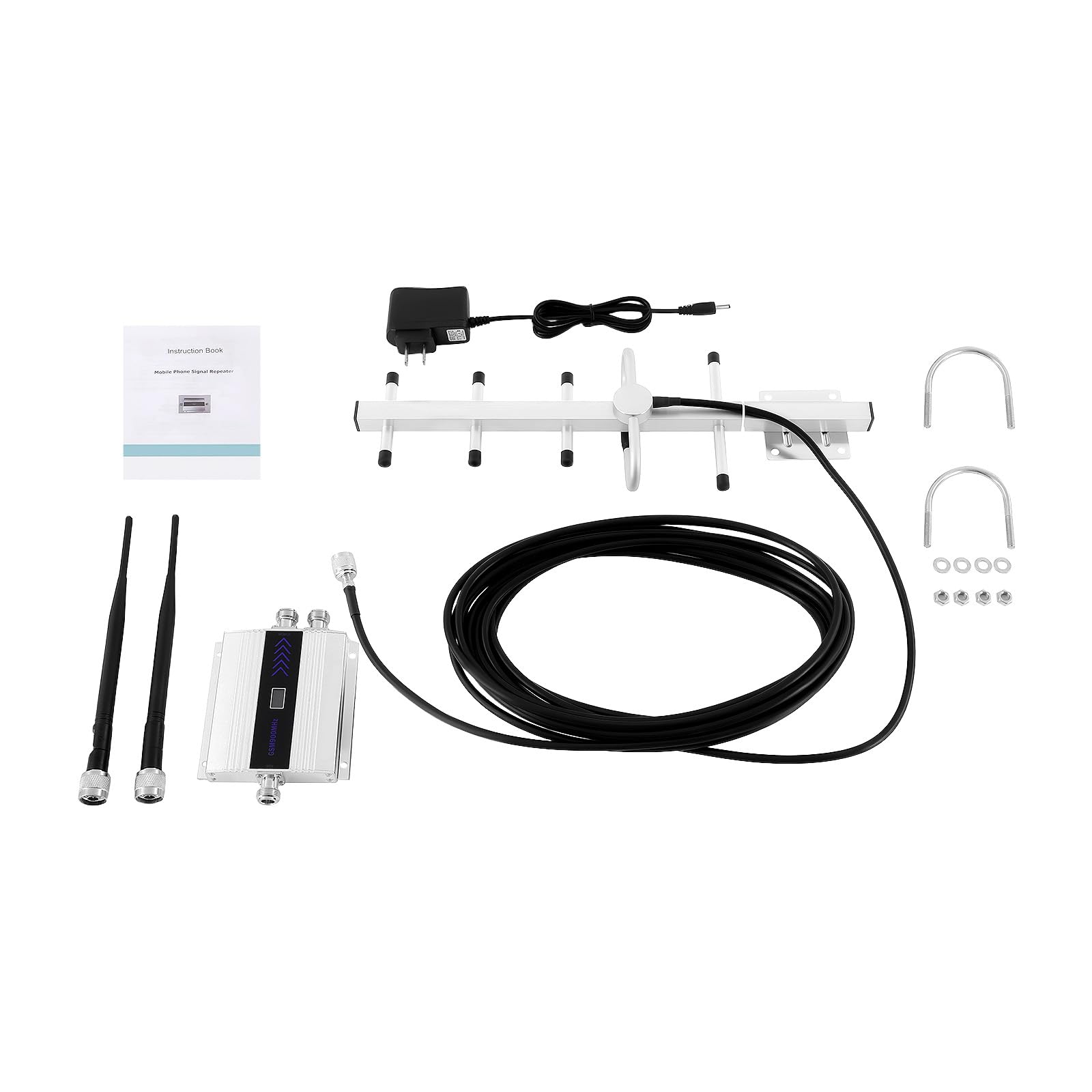 LyeXD GSM 900MHz Mobile Cell Phone Signal Booster Amplifier 2G/3G/4G GSM Mobile Signa Amplifier Repeater+Indoor Antenna Yagi Kit, Cell Phone Signal Booster for Home Coverage Area Up to 2152ft²