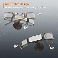 Vista 5 de LEPOWER Luces de inundación de 42 W para exteriores, luces LED de seguridad brillantes de 4200 lm para exteriores con 3 cabezales, luz de inundación