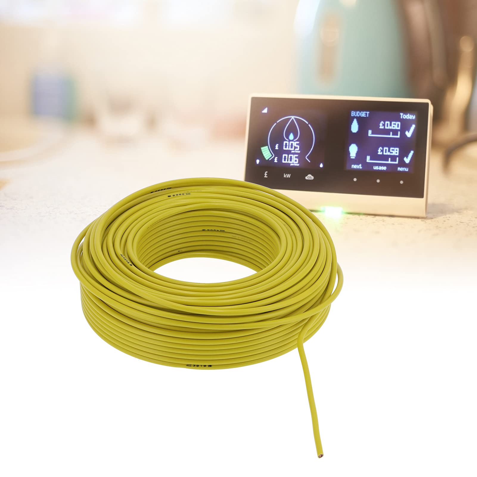Oumefar Przewód Elektryczny 7-żyłowy Kabel Miedziany w Osłonie PVC Elastyczny Przedłużacz do urządzeń Gospodarstwa Domowego 100 M Żółty