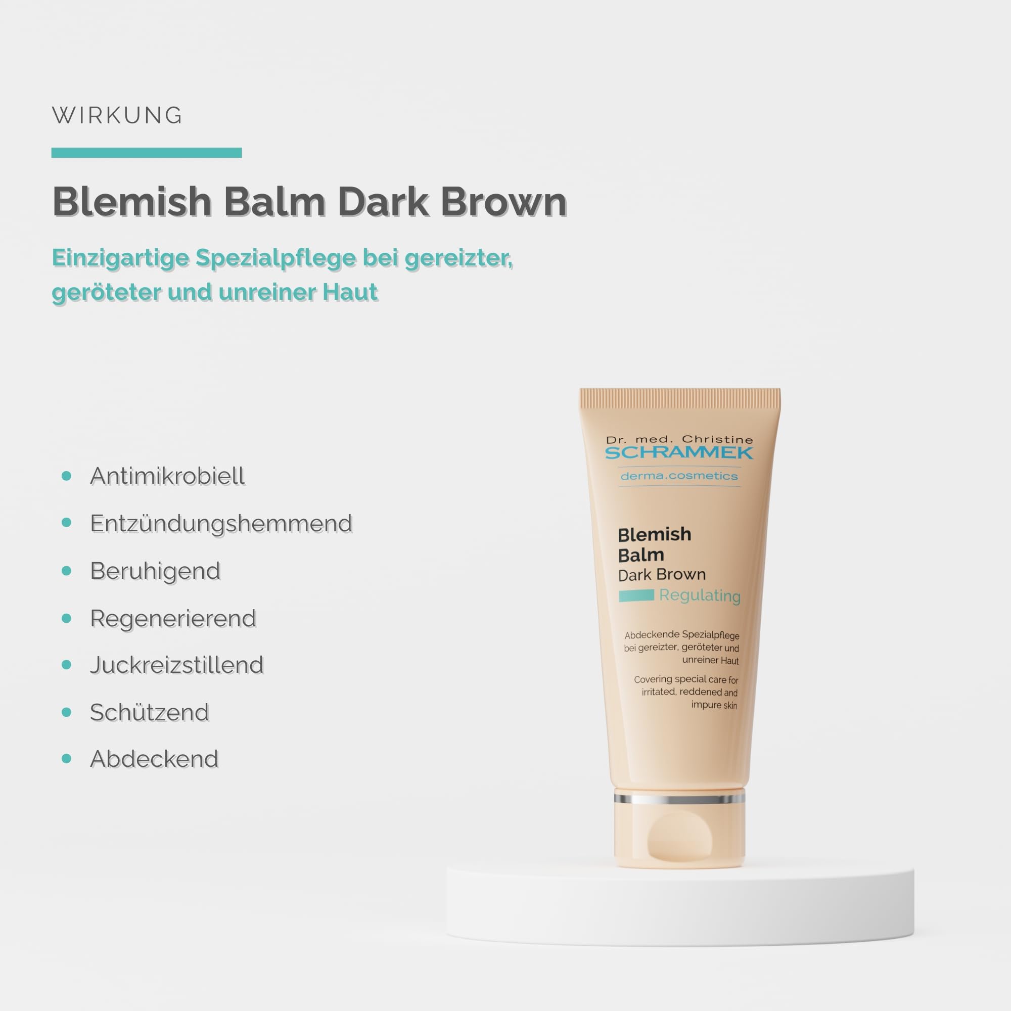 SCHRAMMEK Blemish Balm Dark Brown, 1 x 40 ml | Abdeckende Spezialpflege für gereizte, gerötete und unreine Haut, das Original seit 1967, getönte Gesichtspflege