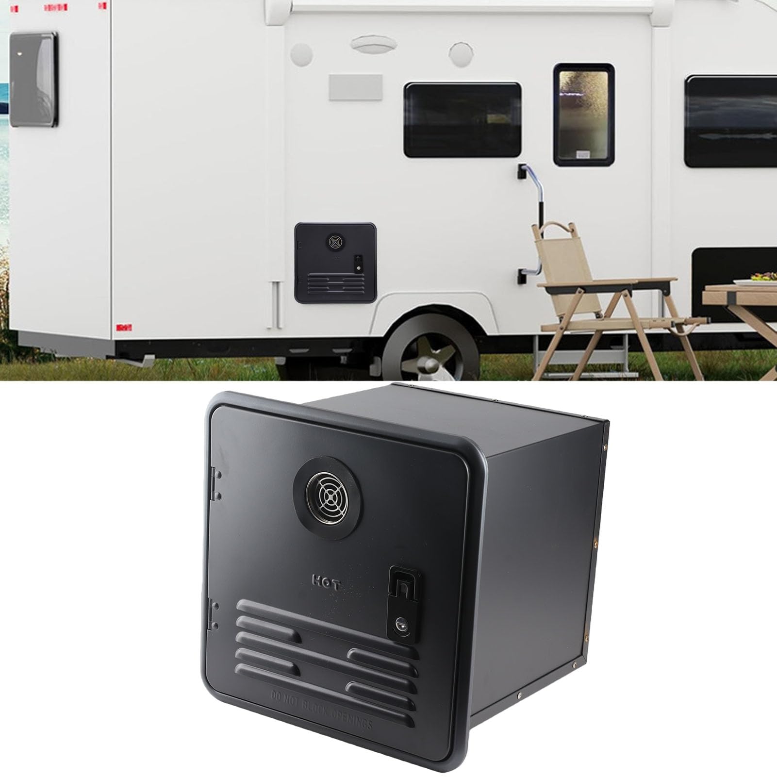 Calentador de Agua sin Tanque para RV, 61000BTU 12 V, Control LCD de Ahorro de Energía, Calentador de Agua para Autocaravana con Puerta Negra de 15 X 15 Pulgadas para Vehículos de Camping RV