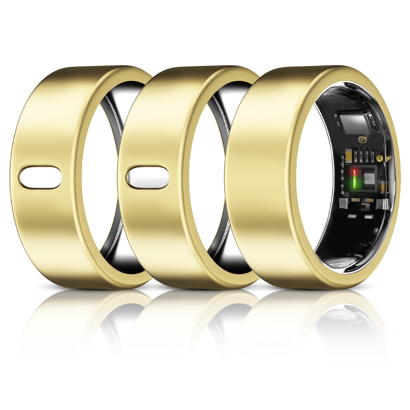 3 Pack Cover Compatible with Oura Ring Gen 4/Gen 3 Horizon/Heritage/Ultrahuman Ring, Surport Charging with Cover on, Anti-Scratch TPU Protector for Women Men-Gold*3-for Size 8