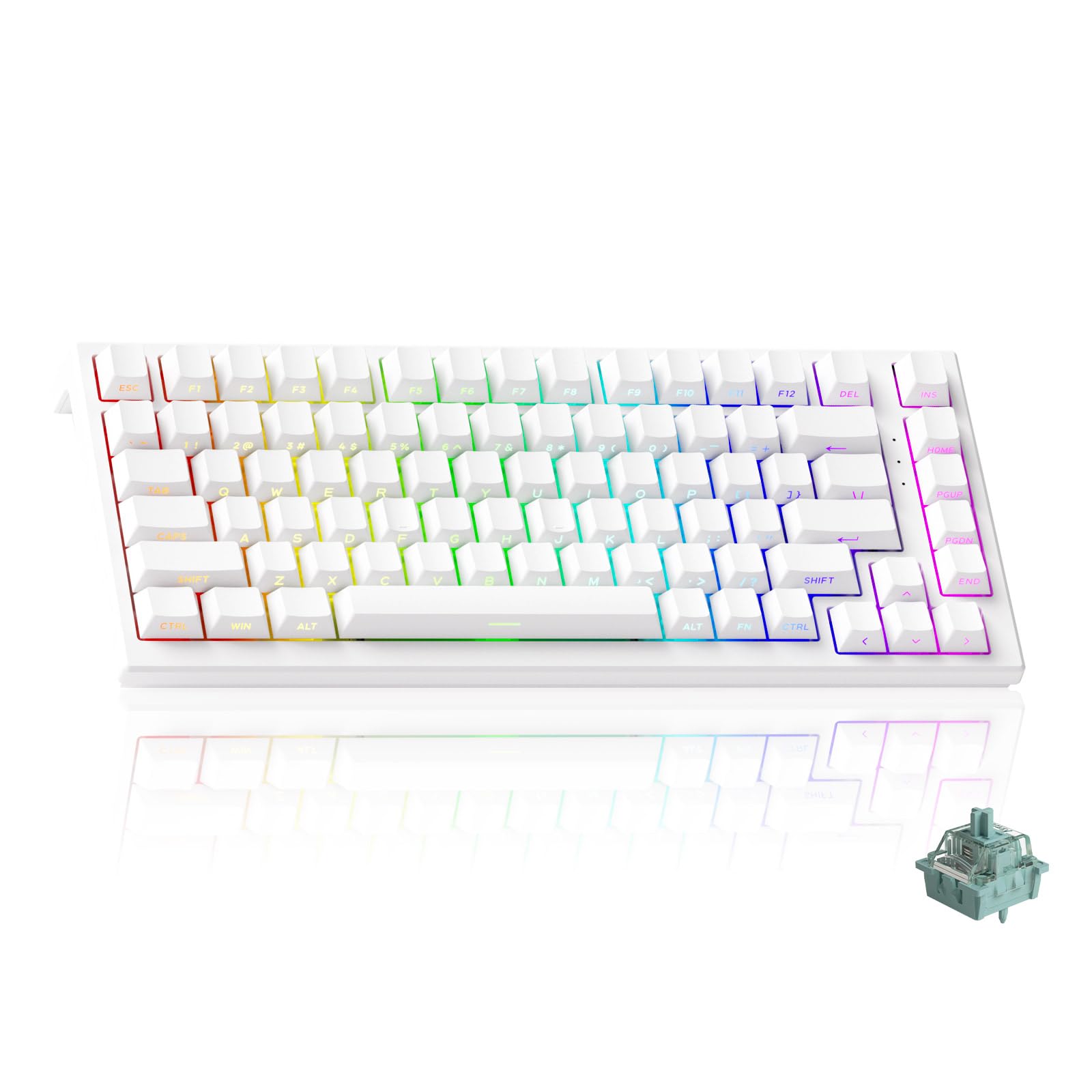 Akko TAC75 HE 8000Hz Rapid Trigger Keyboard, Wired RGB 75% Gaming Keyboard with Magnetic Switches (White, AstroAim)