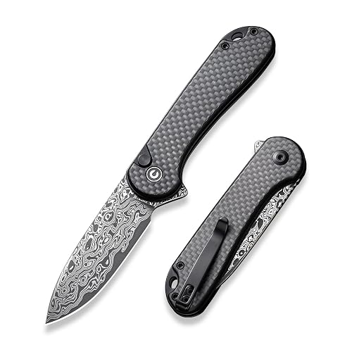CIVIVI Elementum II Folding Pocket Knife, 2.96' Damascus Blade,Carbon Fiber