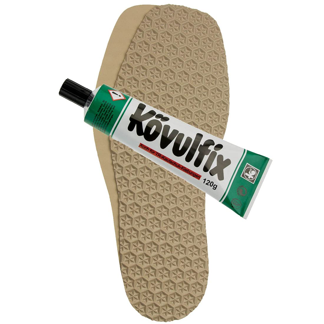 Langlauf Schuhbedarf Schuhreparatur Schuhsohle Star + Kövulfix 120g Schuhkleber - Sneaker Reparaturset mit wasserfestem Kraftkleber - Schuhsohlen Reparatur Set made in Germany (Beige 4mm)