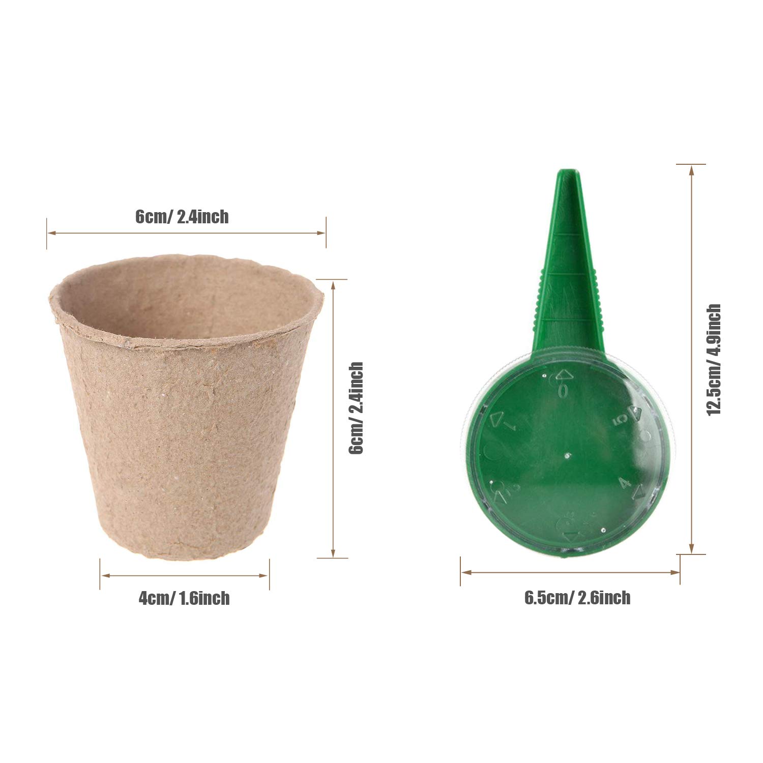 Woohome 156 Lot de 100 pots de culture en fibres biologiques pour semis avec étiquettes en plastique