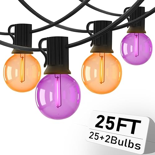 Miniatura 8 de Abeja Tira de luces G40 de 100 pies, tira de luces LED para patio con 52 bombillas LED regulables inastillables, impermeables, conectables, para