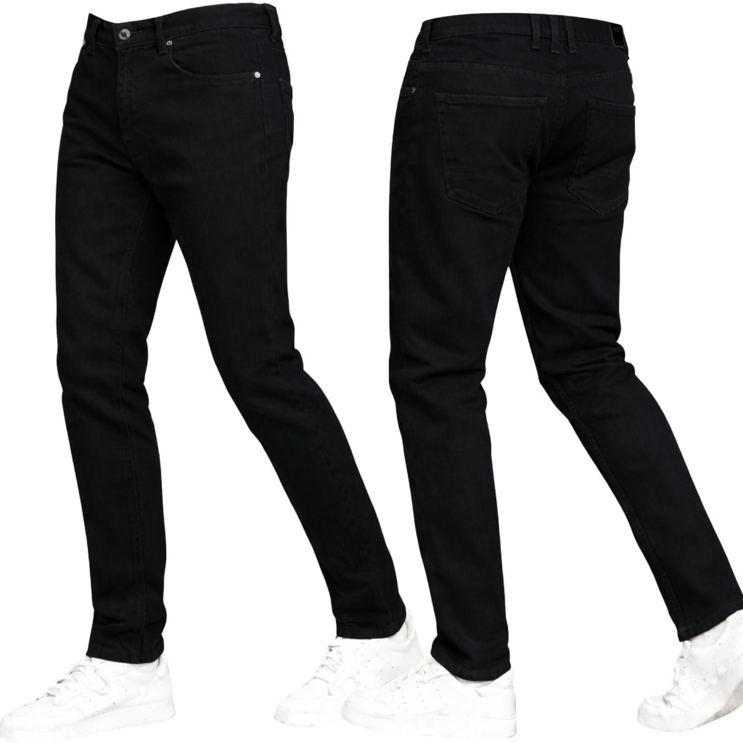 Crosshatch Stretch Slim Fit Jeans Mens Denim Designer Trousers Pants Black 36W X 34L