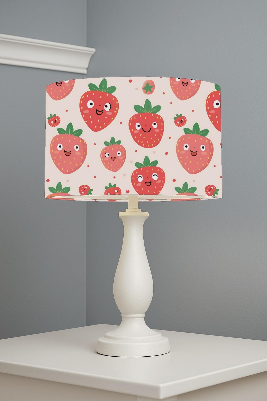 Strawberry Pattern Pink lightshade – 30 x 21cm Table Drum Shade | 7CA201