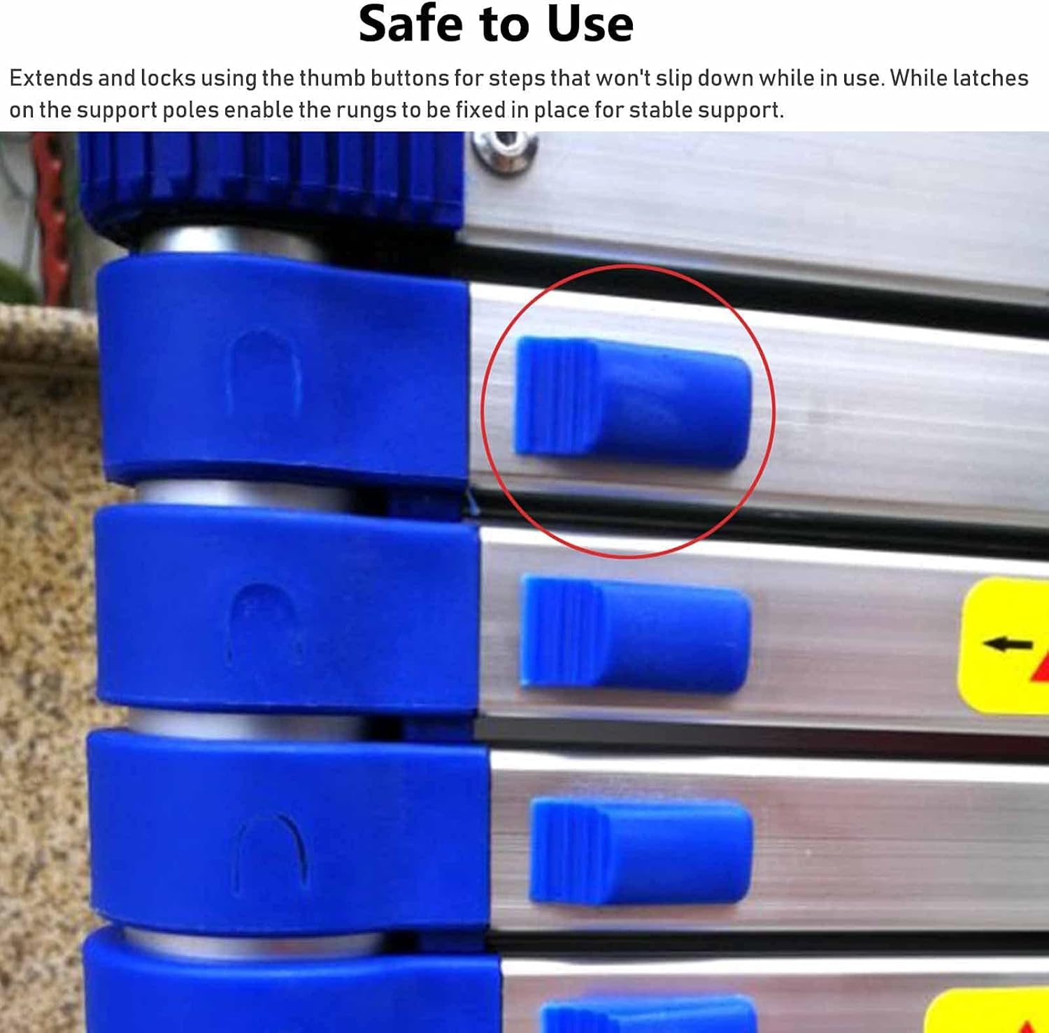 5m to 8m Telescopic Extension Ladder with Hooks & Wheels Lightweight Aluminum Folding Ladder for Home & Garden Compact Retractable Loft Ladder (Color: Blue)