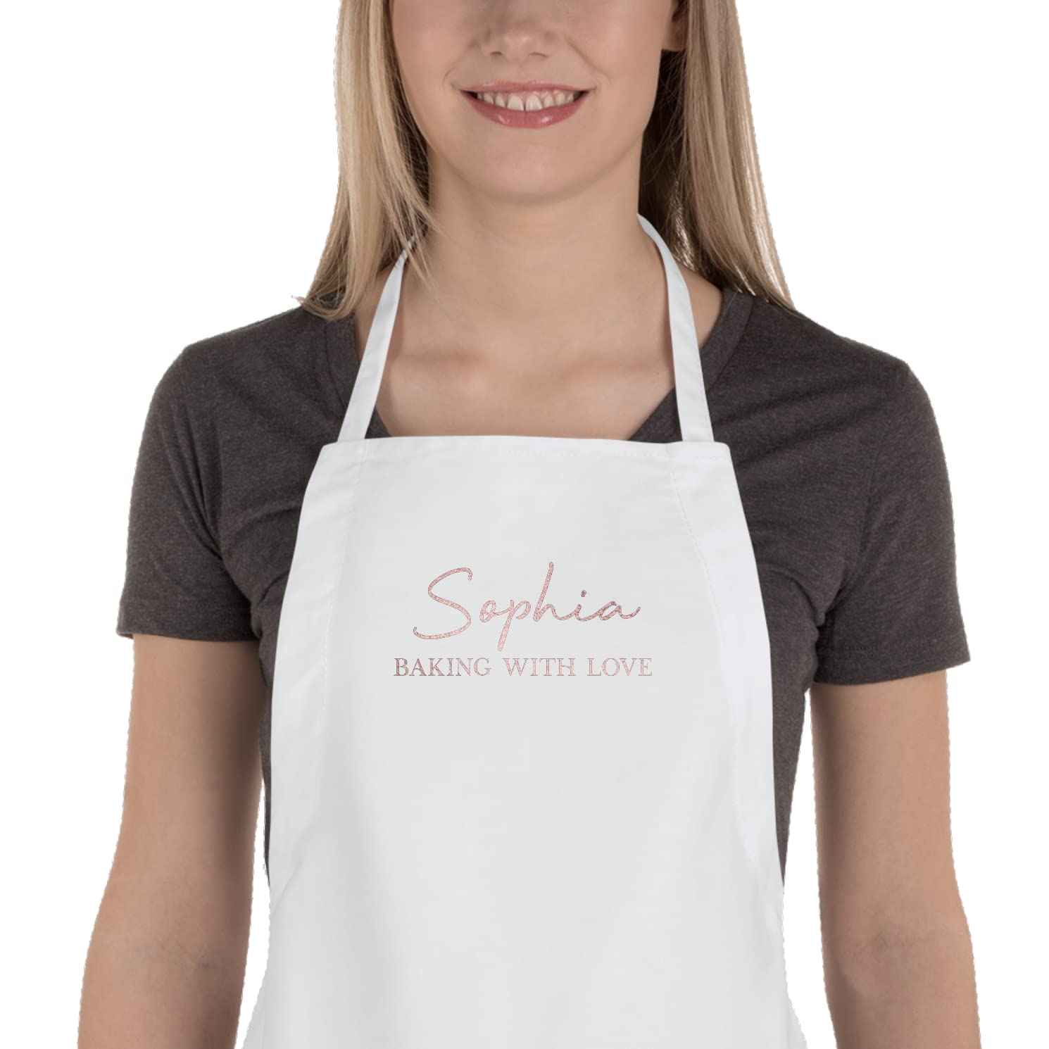 Personalised Apron, Your Name Rose Gold, Bridal, Bridesmaid Gift, Mrs, Bride to be, Flower Girl, Cover Up, Custom, Adult Wedding, Baking
