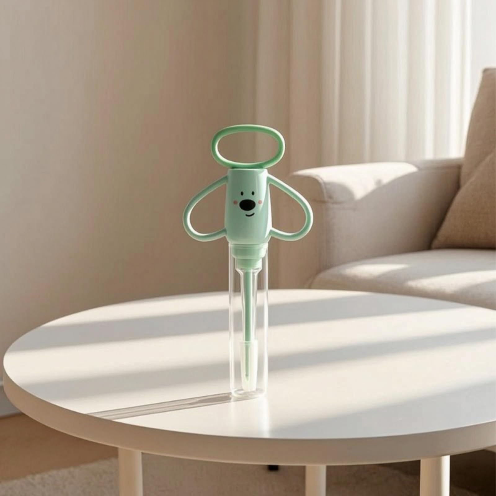 Generic Care Dispenser Somministratore Dosatore Alimentatore per Medicinali con Testa Morbida in Silicone Cilindro Trasparente Due Punte per Somministrazione , Verde