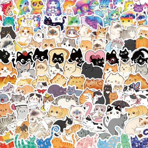 300 Cute Cat Stickers Waterproof Vinyl Kawaii Style Stickers for Kids Perfect for Water Bottles Laptops Luggage Guitars and Scrapbook Decorations