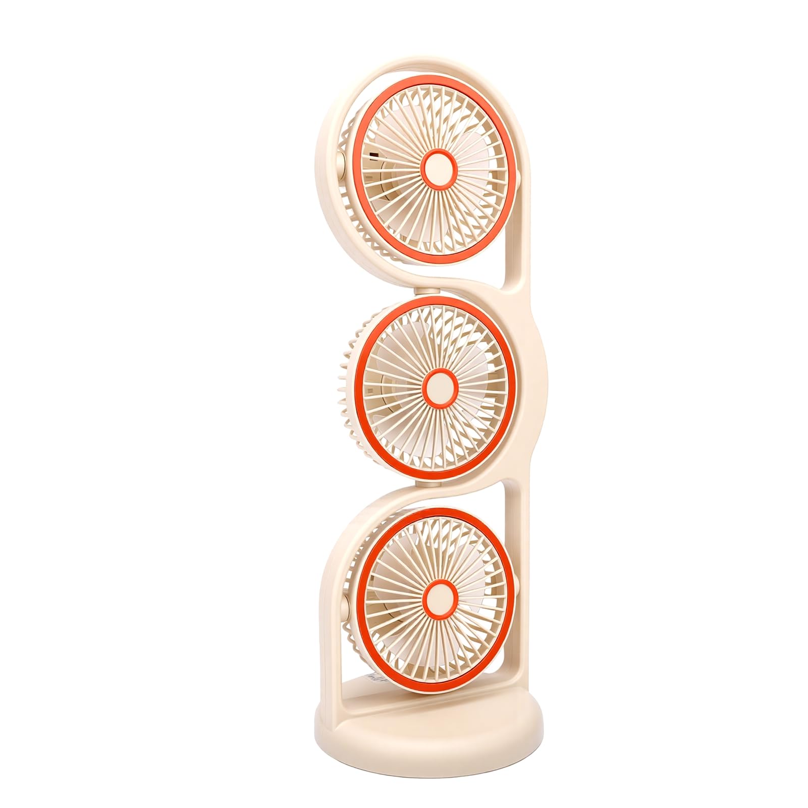 Gonetre Ventilatore da Tavolo con 3 Teste, Ricaricabile Tramite USB e | Impostazioni di velocità Regolabili, Materiale ABS, Funziona con Laptop e Power Bank, Leggero per Studio e attività