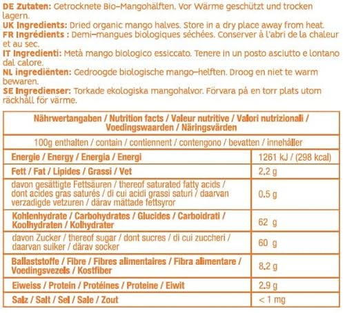 PAKKA - Bio getrocknete Mangohälften 600g – naturbelassen, unbehandelt – Rohkost Mango Hälften – von Natur aus sehr süß, weich, mürb, ungeschwefelt, Mangos direkt von Kleinbauern aus Mexiko, vegan