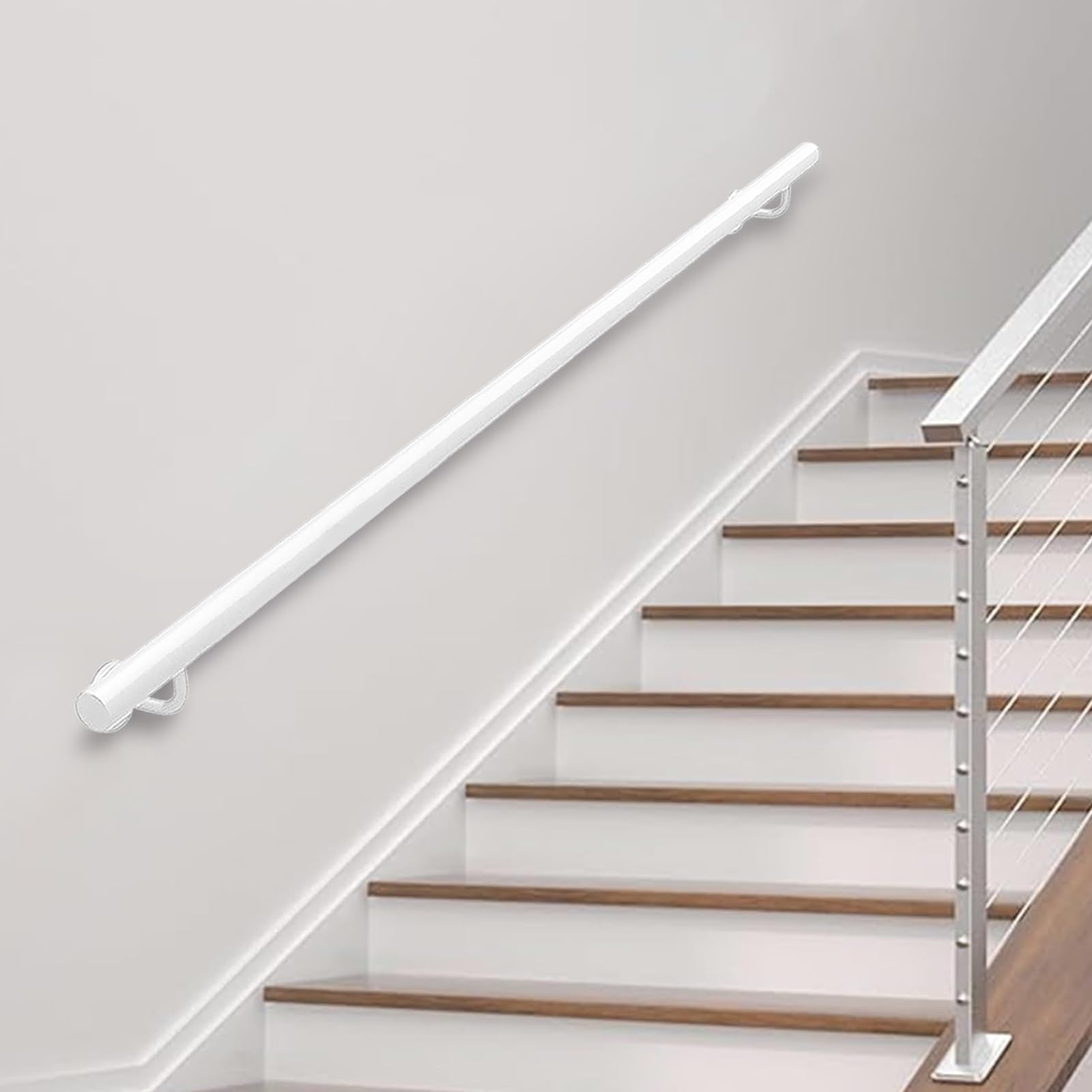 Rampe extérieure pour marches et terrasses avec kit main courante murale métal 600cm
