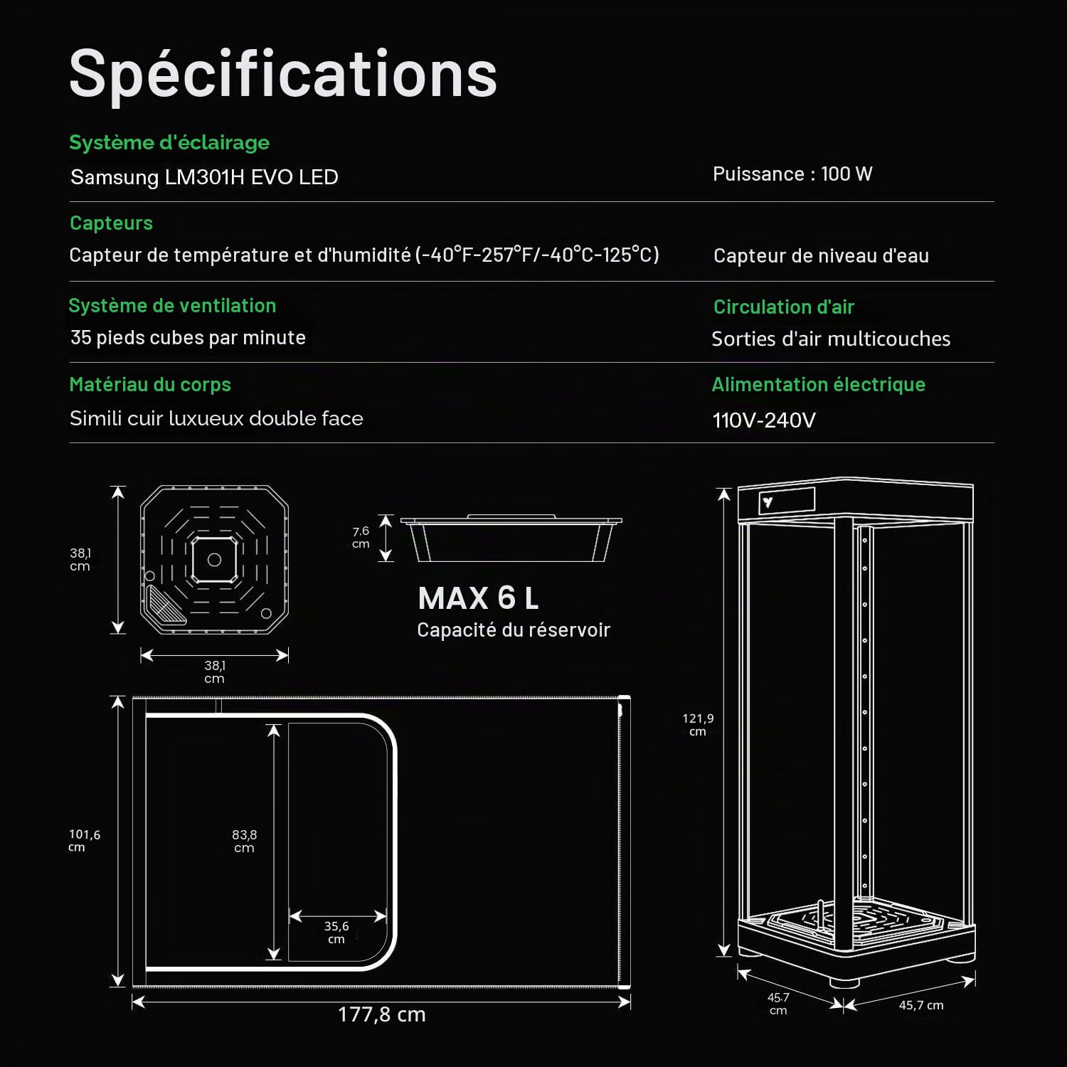 VGrow Tente de Culture Intelligente Tout-en-Un, Système Professionnel Équipé de la Lampe de Culture Samsung LM301H Evo, de Systèmes de Circulation et de Ventilation Avancés, d'Irrigation