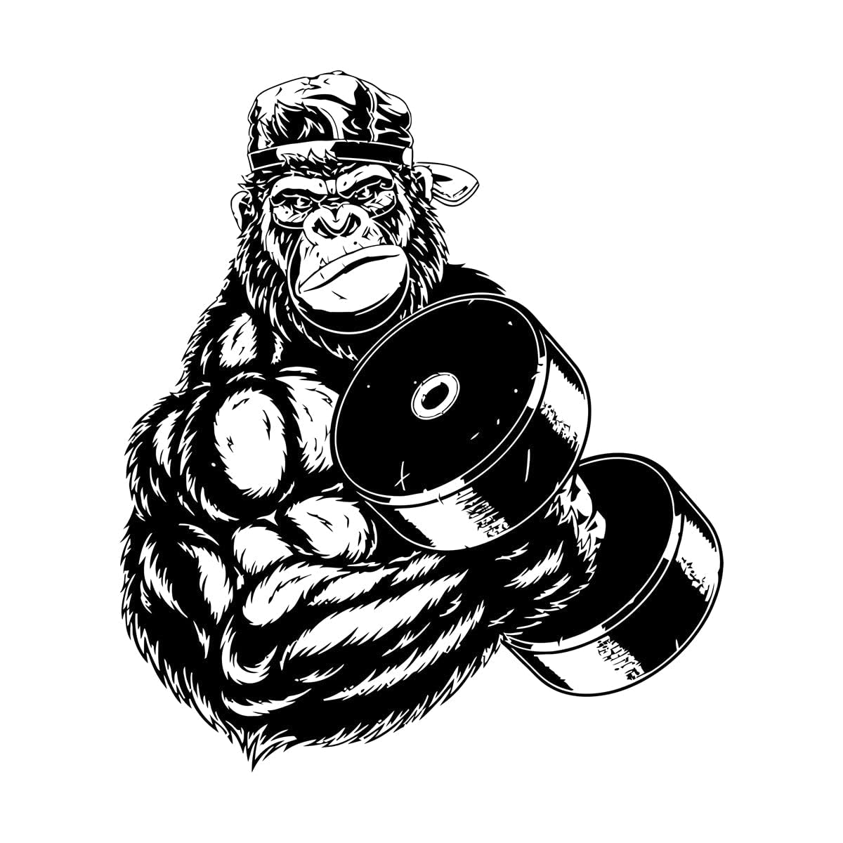Lzhouting Wall Stickers 0667 Cool Gorilla Wall Sticker Vinyl Fitness Decal Sign Workout Art Motivation Dumbbell Show Strength Home Decor Room Poster Extra Large - 89X104cm