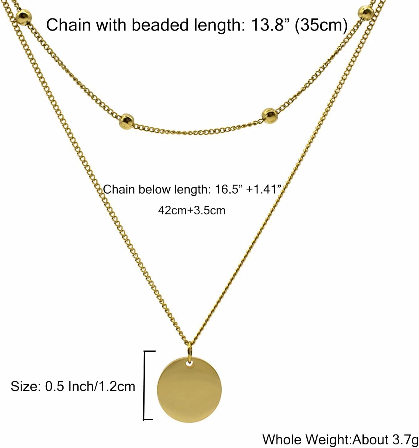 Layered Necklaces for Women Coin Beaded Necklace 18K Gold Plated 925 Sterling Silver Stackable Adjustable Pendant Choker Necklaces Trendy Minimalist Jewelry