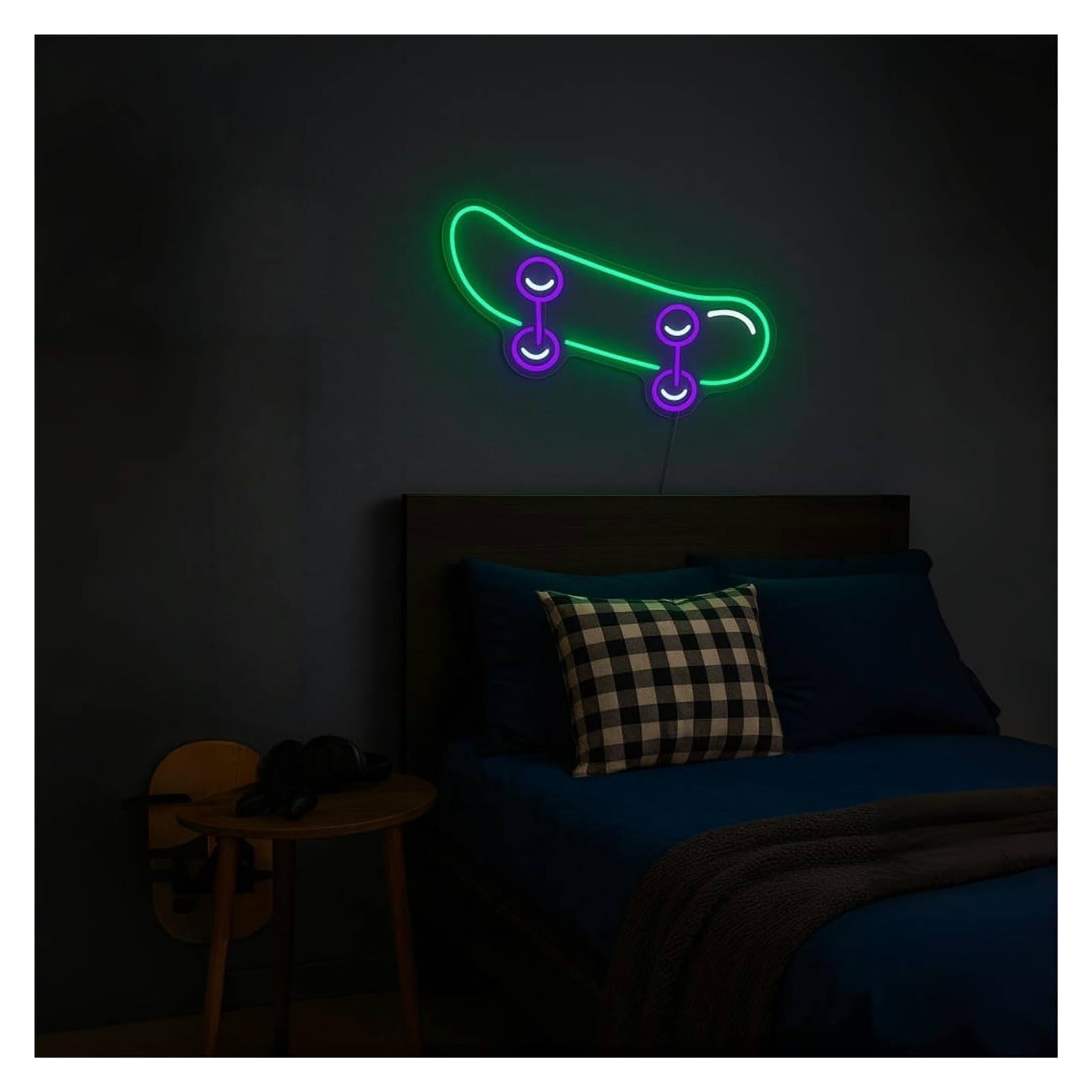 Shouxi B Sign Lamp Skateboard Neon Sign, Suitable For Skater Room Or Studio Decor With Dimmable 51Cm