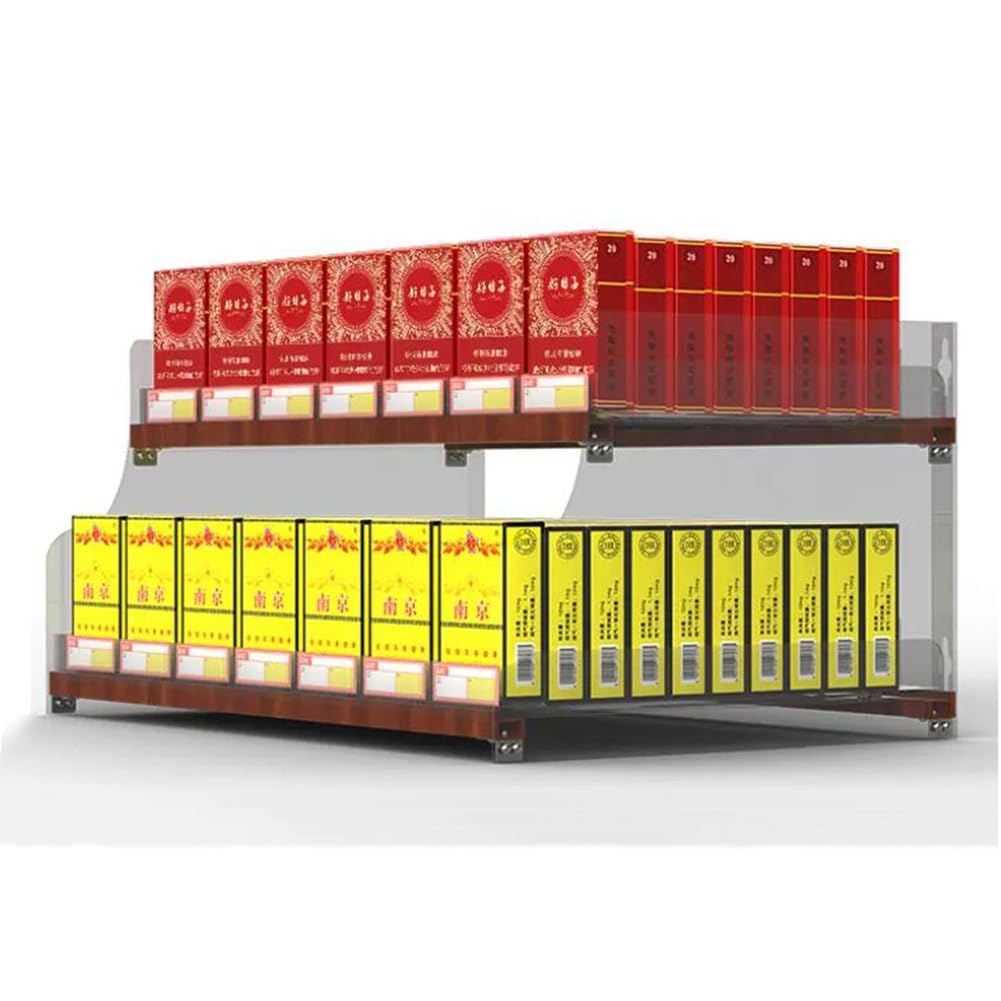 IBOWZ Acryl Riser Displayständer Acryl-Vitrine, 2-lagiges trapezförmiges Zigaretten-Display-Rack, transparente Drücker, tragbares Display-Rack-Lagerregal für Ladenhändler