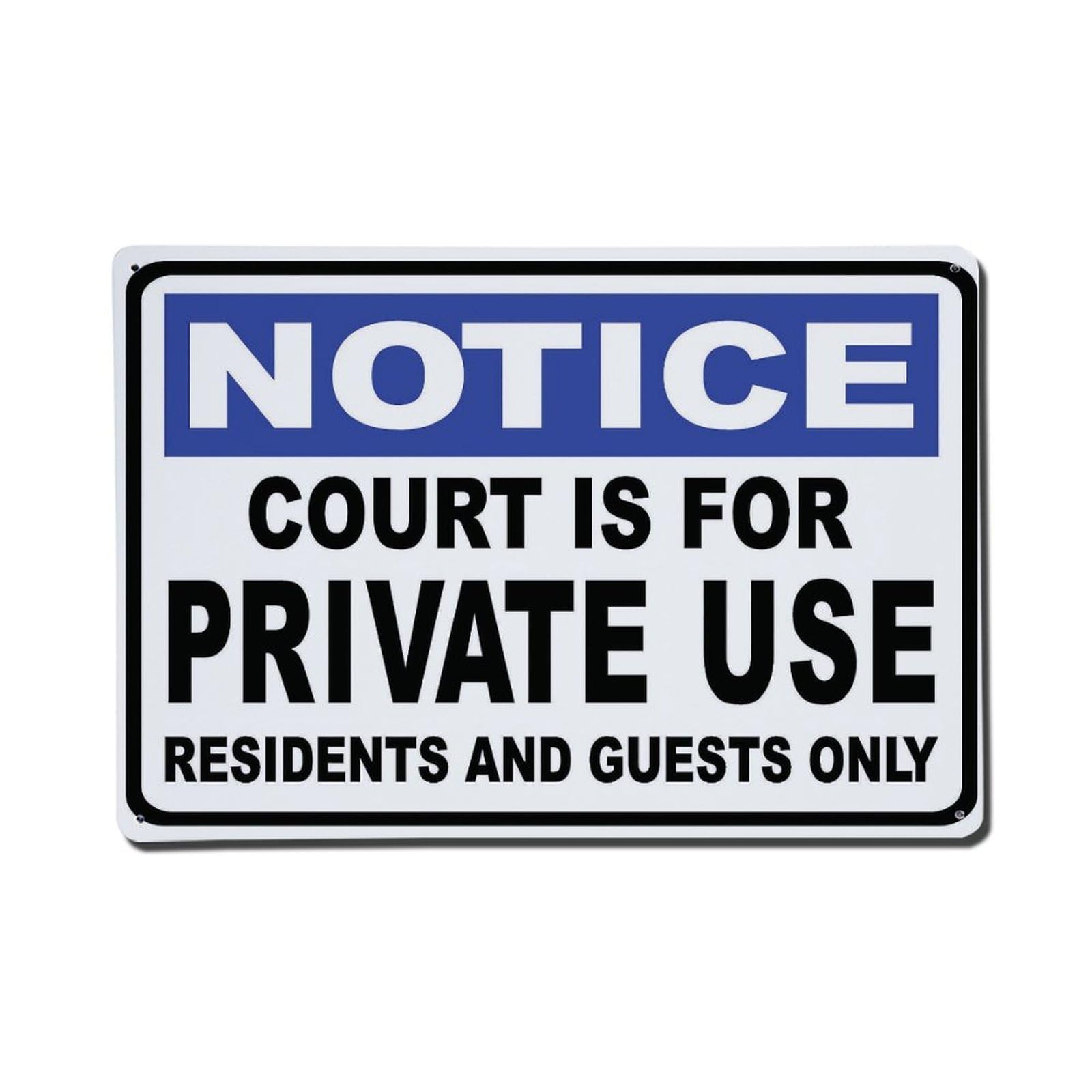 Court Is For Private Use Residents And Guests Only Notice Sign Vintage Aluminium Metal Sign, Retro Wall Decor for Home, Bar, Garage & Farmhouse 20x30cm