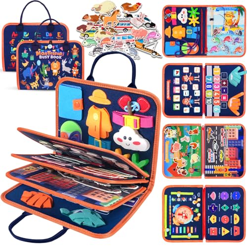 Image of ZOOI Toddler Toys Montessori Busy Board, 2 Year Old Boy Girl Birthday Gift, Montessori Toys for 1 Year old Boy, Busy Book Toy for Toddlers Ages 1-3, Educational Activity Book for Learning Motor Skills