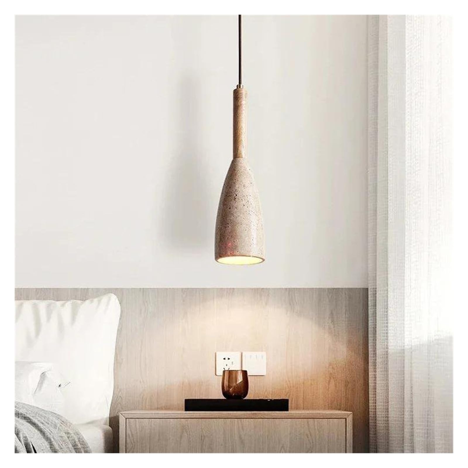 Lampadario, lampadario giapponese in pietra gialla naturale per camera da letto, lampadario da comodino, lampadario retrò per ristorante, lampada a sospensione a LED di design, illuminazione decorati