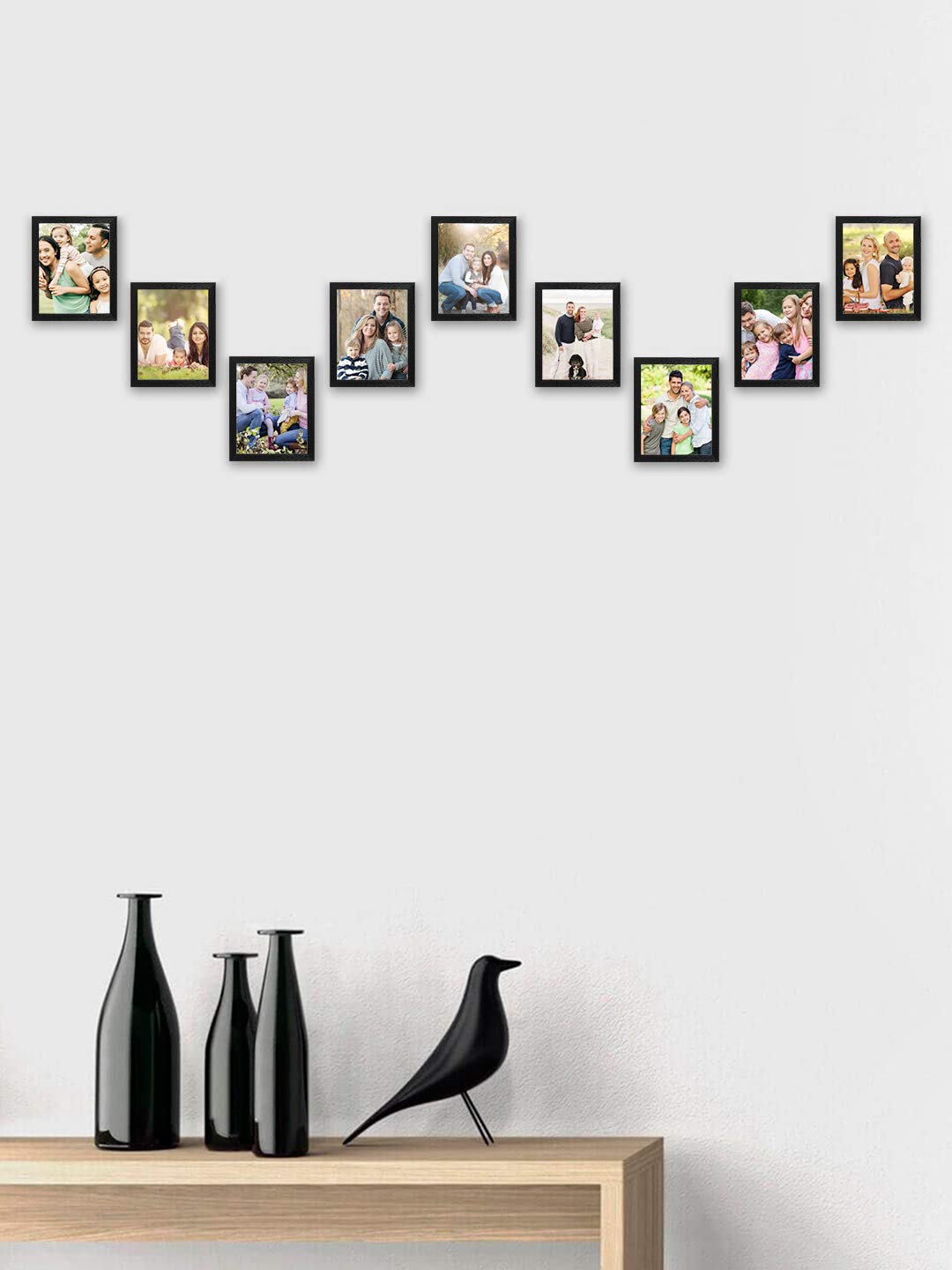 DESI FRAME Decorative Set of 9 Black Individual Wall Photo Frames