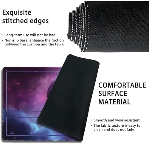 Miniatura 3 de Tapete de juego MTG cosido de alta calidad con zonas y respaldo de goma antideslizante, tapete de juego TCG de 24 x 14 pulgadas para MTG y otros