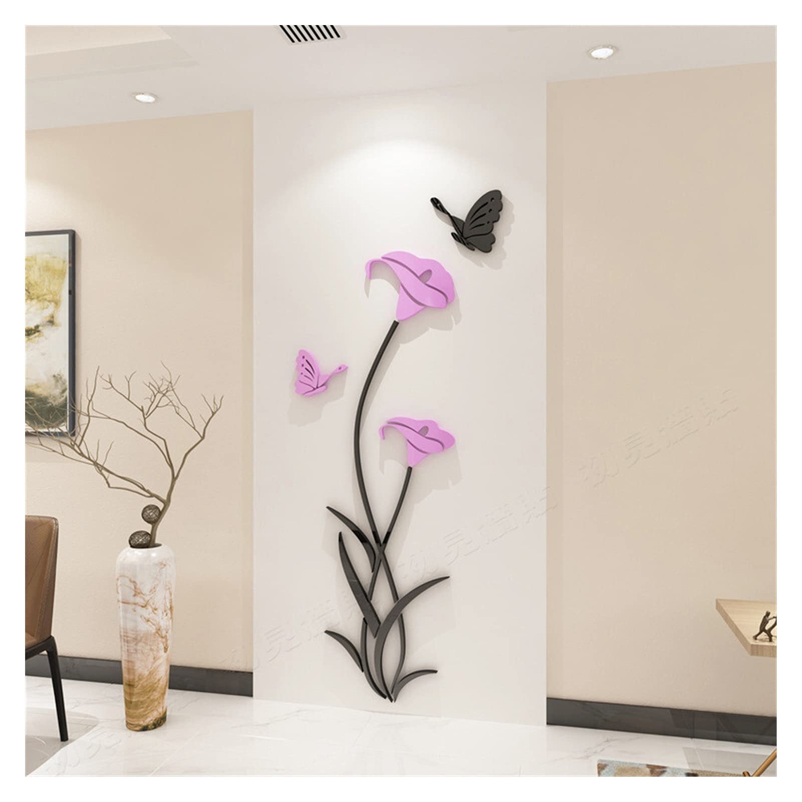 Pegatinas de Pared Creative Living Room Acrílico 3D Flor de la pared Pegatinas de la pared del pórtico Fondo de la pared Decoración de la decoración Crystal Fondo de pantalla tridimensional Adhesivos
