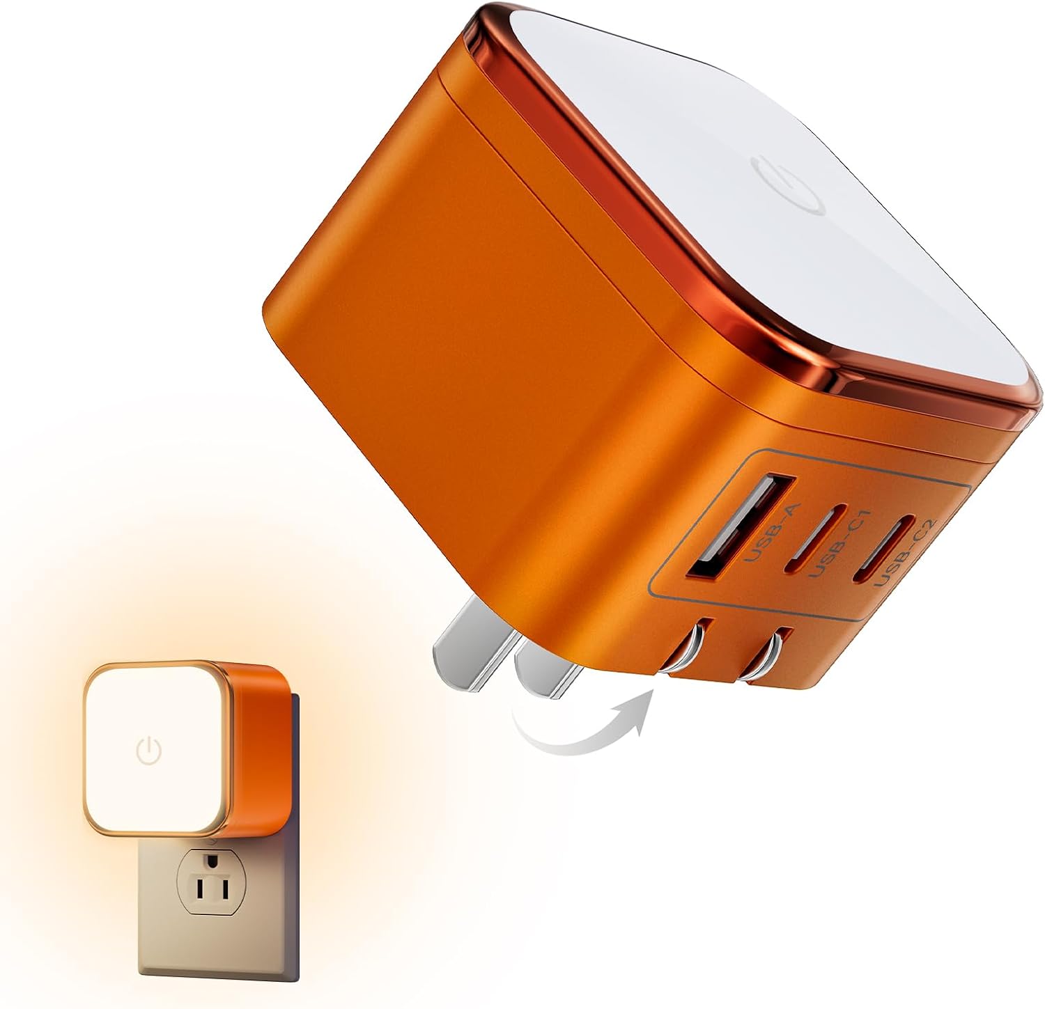USB C Charger Block, Type C Charger Fast, 45W GaN Touch-Control Night Light