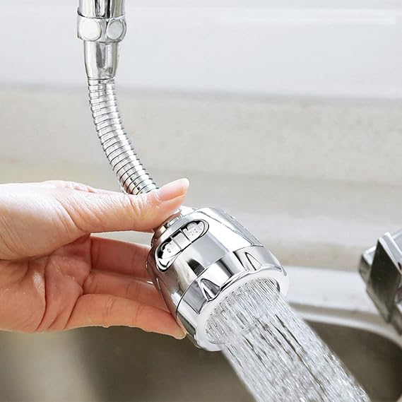Klip2Deal Stainless Steel Flexible 360 Degree Rotating 2 Modes Water Saving Faucet | Multi-Functional | Water Faucet Sprayer with Flexible Tap Extension (Standard Size, Silver)