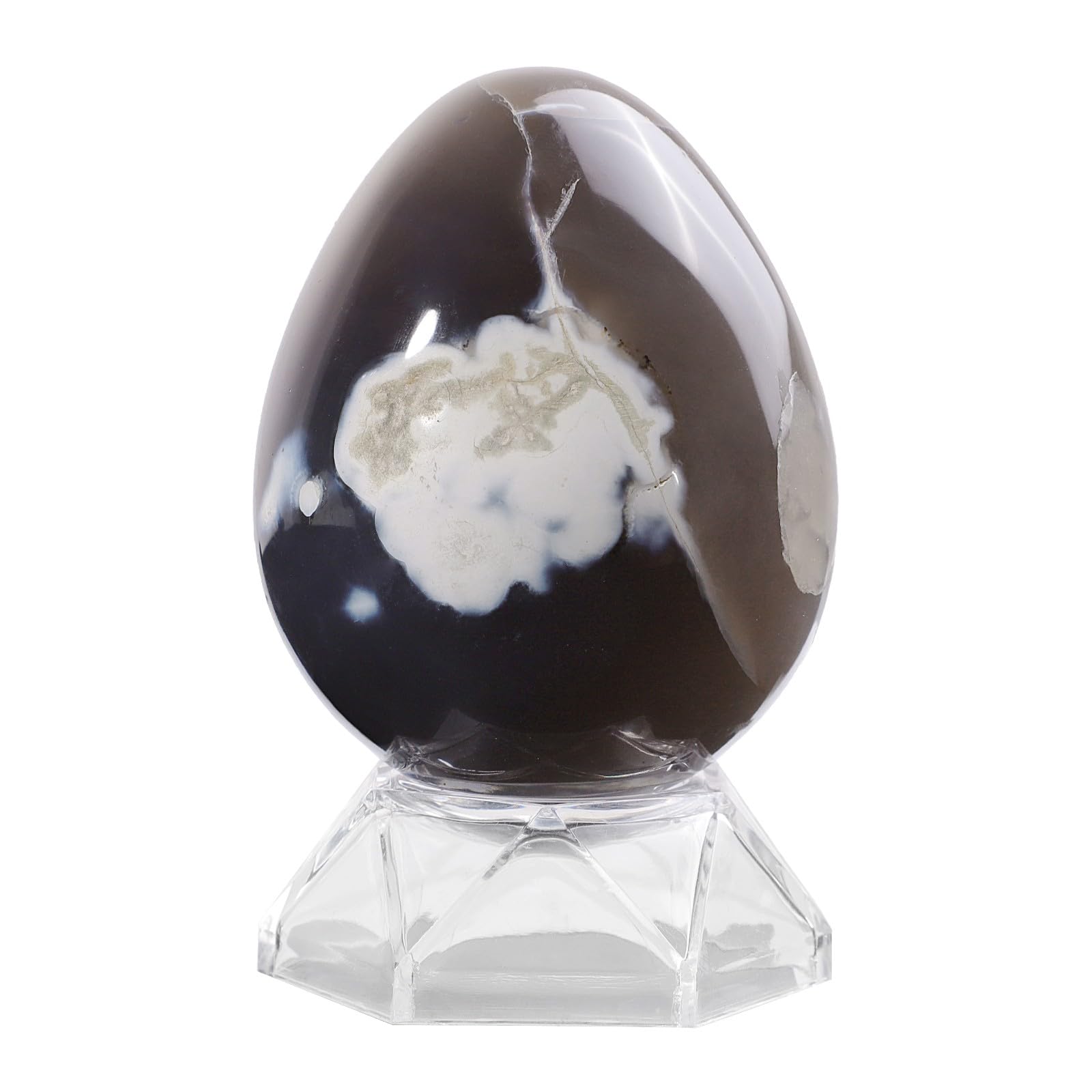 Rockcloud Sfera di agata naturale con supporto in acrilico lucido, sfera di cristallo Reiki, per la benedizione pasquale e decorazione per la casa, 0,4-0,5 kg