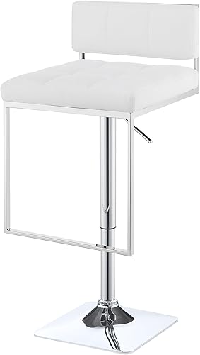 Miniatura 5 de Coaster Home Furnishings - Alameda - Taburete de bar ajustable con tapicería blanca y base cromada - Contemporáneo - Comedor y Cocina - Blanco y