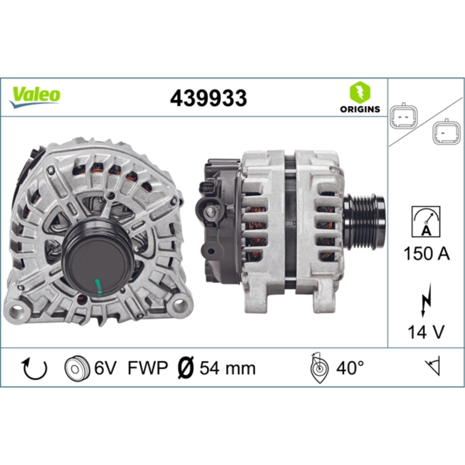 Valeo Alternateur 439933-150 Amp - 6 Stries - 14 V