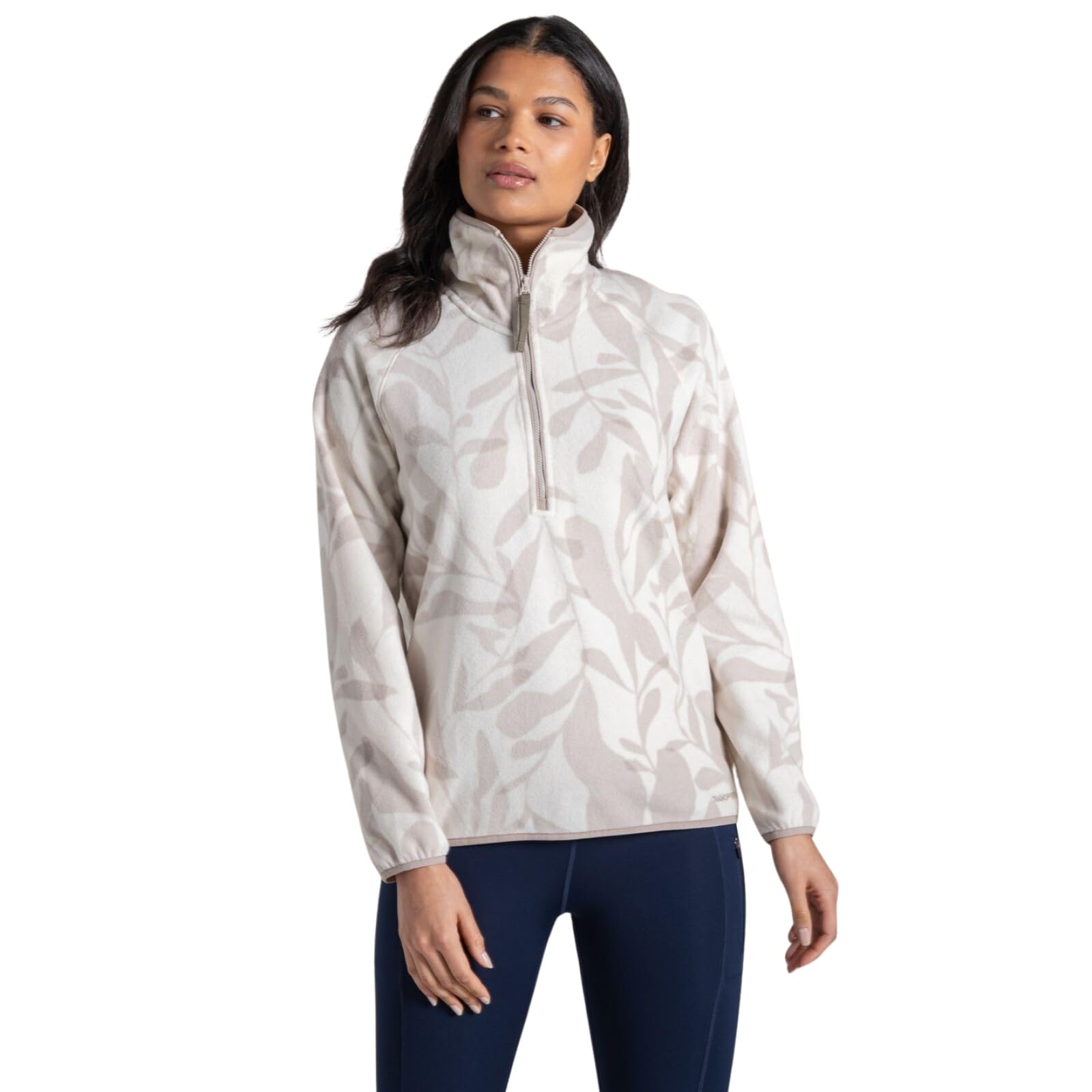 Craghoppers Women's Soft Mushroom Print National Trust Reedmace Half Zip Fleece: Soft Mushr