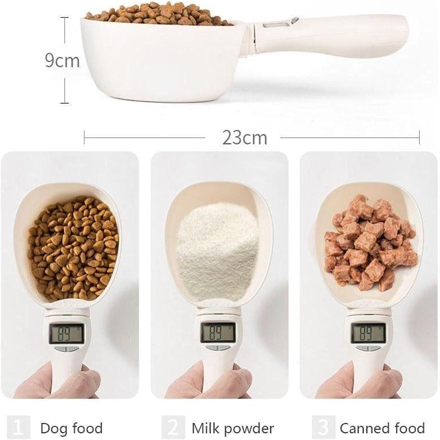 Electronic Measuring Spoon with Conversion, Adjustable Digital Measuring Spoon, Kitchen Food Measuring Scoop Scale, 800g / 0.1g High Precision, with LCD Screen, for Daily Meals and Dog Cat Food (2PCS)