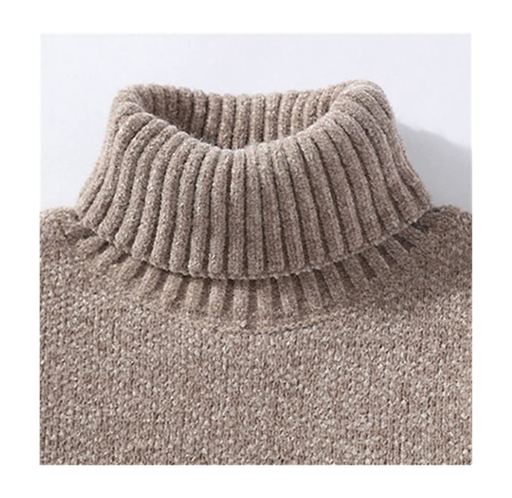 YIOLEAMP Suéter para hombre del cuello alto del color sólido, suéteres hechos punto del invierno, suéteres causales del suéter hecho punto
