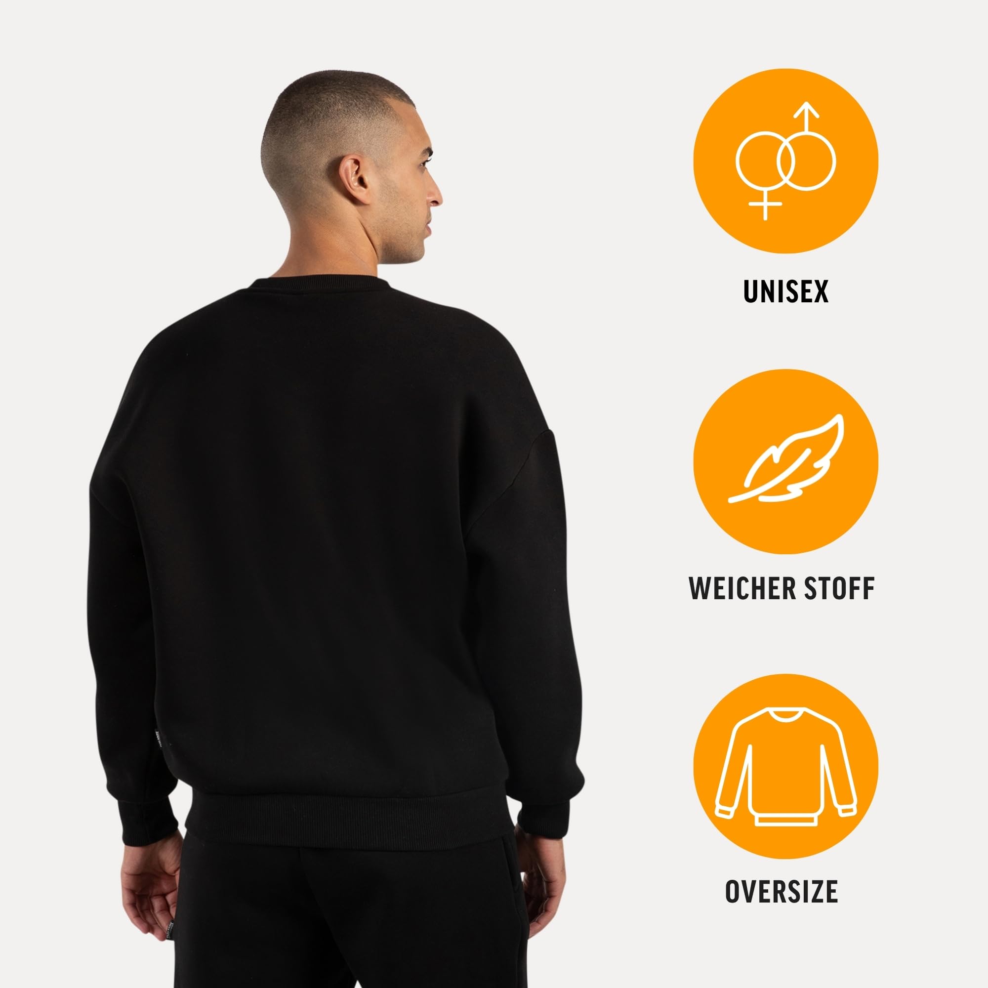 SMILODOX Sweatshirt Unisex Riven, Oversize Fit Pullover mit Graviertem Metalllabel, Langarmshirt aus weichem Material, Bequemes Tragegefühl, vielseitig kombinierbar für Alltag, Freizeit und Gym