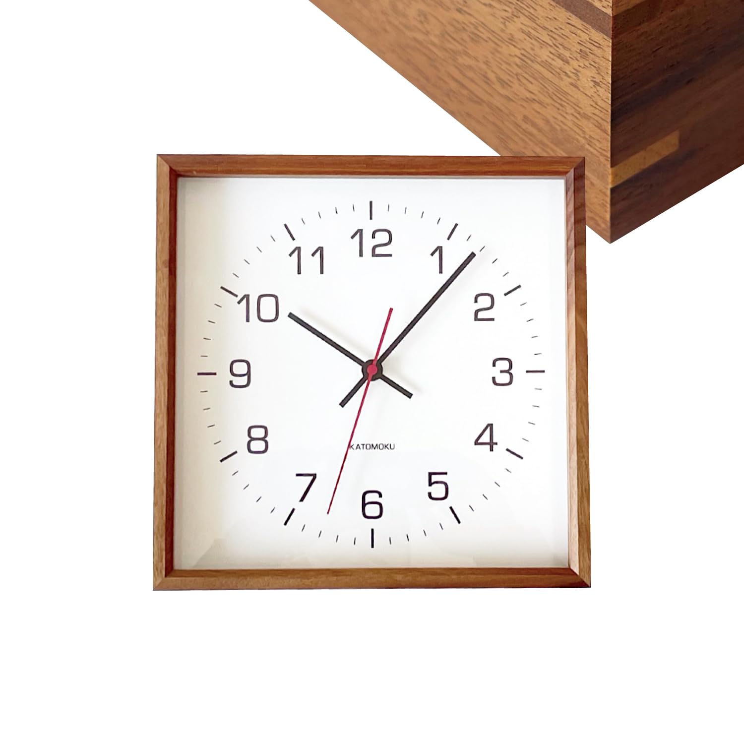 Amazon.co.jp: KATOMOKU muku square clock 2 ウォールナット km-65WA