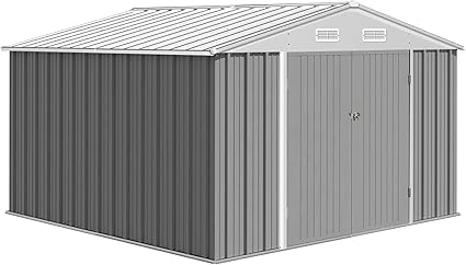 Metal Outdoor Storage Shed - Waterproof and UV-Resistant Garden Shed Featuring an Enhanced Frame Design and Lockable Double Doors | Sturdy Utility and Tool Storage Solution for Your Backyard, Garden,