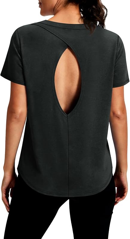 Alaroo Open Back Workout Tops for Women Short Sleeve Yoga Pilates Outfits Athletic Gym Shirts Fitness Clothing Verano 2026