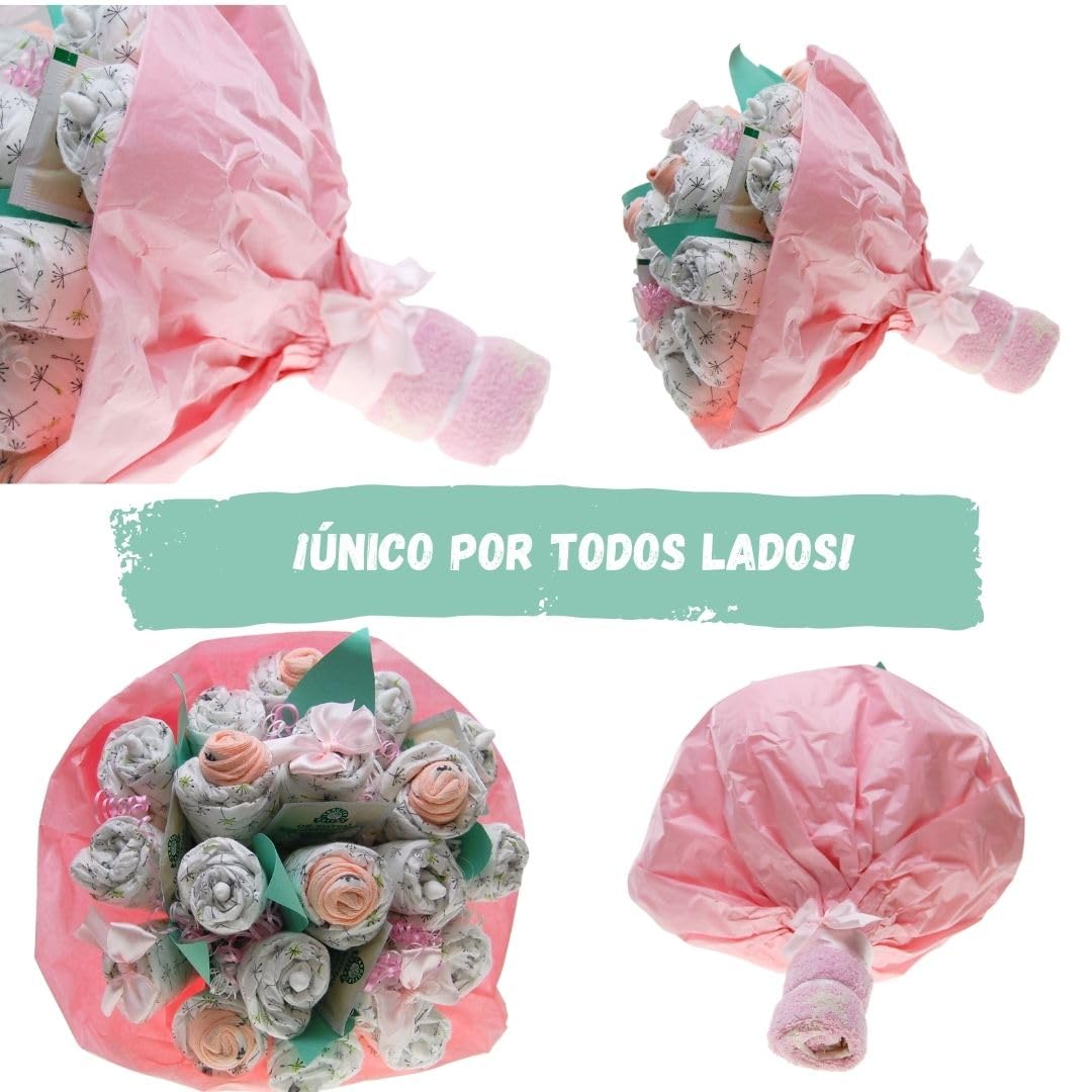 Tarta de pañales ® Ramo de Ramo de Ramo de Flores Niña Rosa [RUEGO DE FLORES] - Regalo de nacimiento - Baby Shower - Fiesta de Tirantes - Regalo para Bebé - Pañales - Comprar pastel ahora
