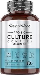 Bio Cultures Complex Probiotics & Prebiotics - 60 Billion CFU - 2 Months Supply - 120 Capsules - 20 Live Bio Cultures - Lactobacillus & Bifidobacterium Strains - Vegan Probiotic Complex Capsules