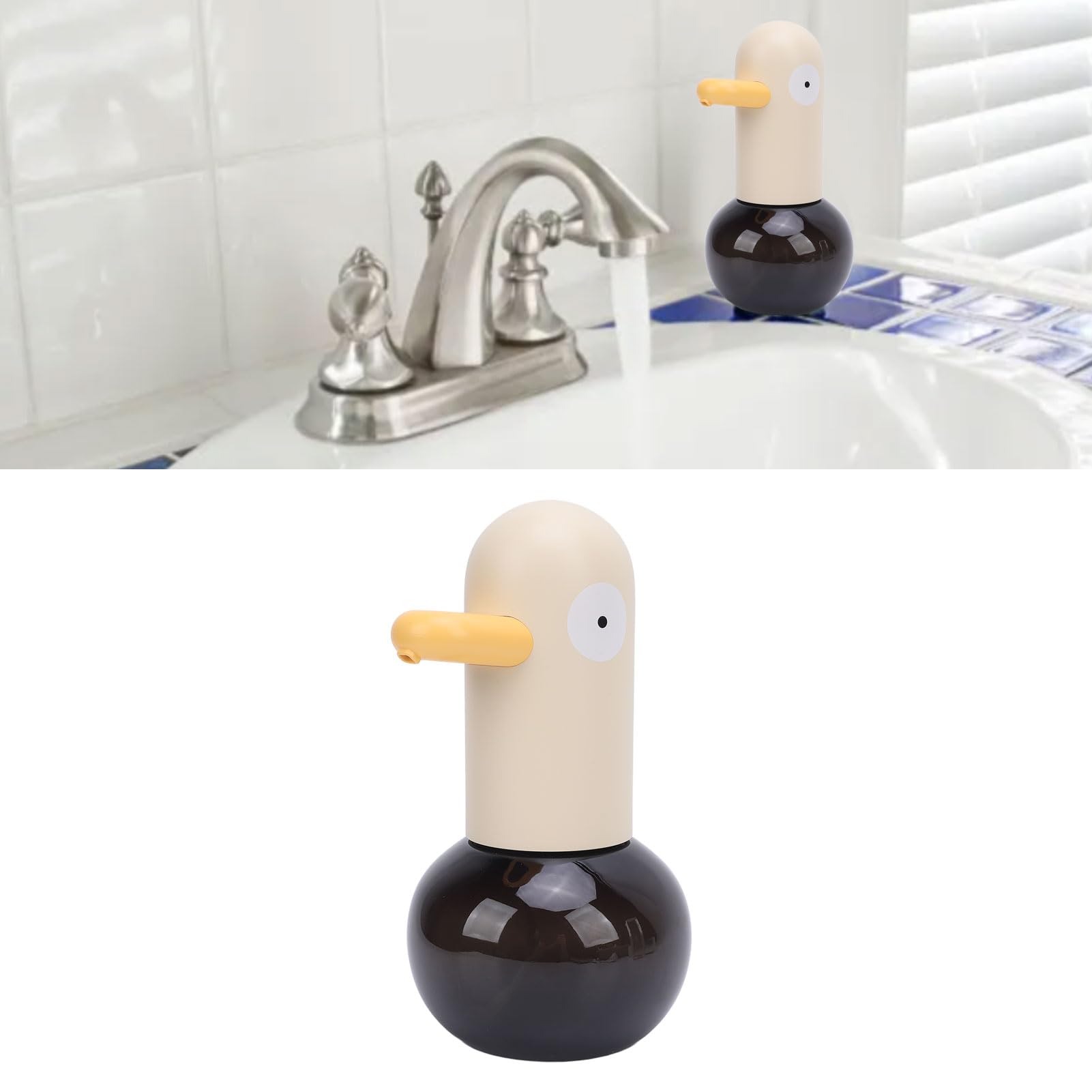 Dispenser Automatico di Sapone Schiumogeno Ricaricabile, Simpatico Cartone Animato Anatra Touchless con Sensore per Bagno (Tipo 2)