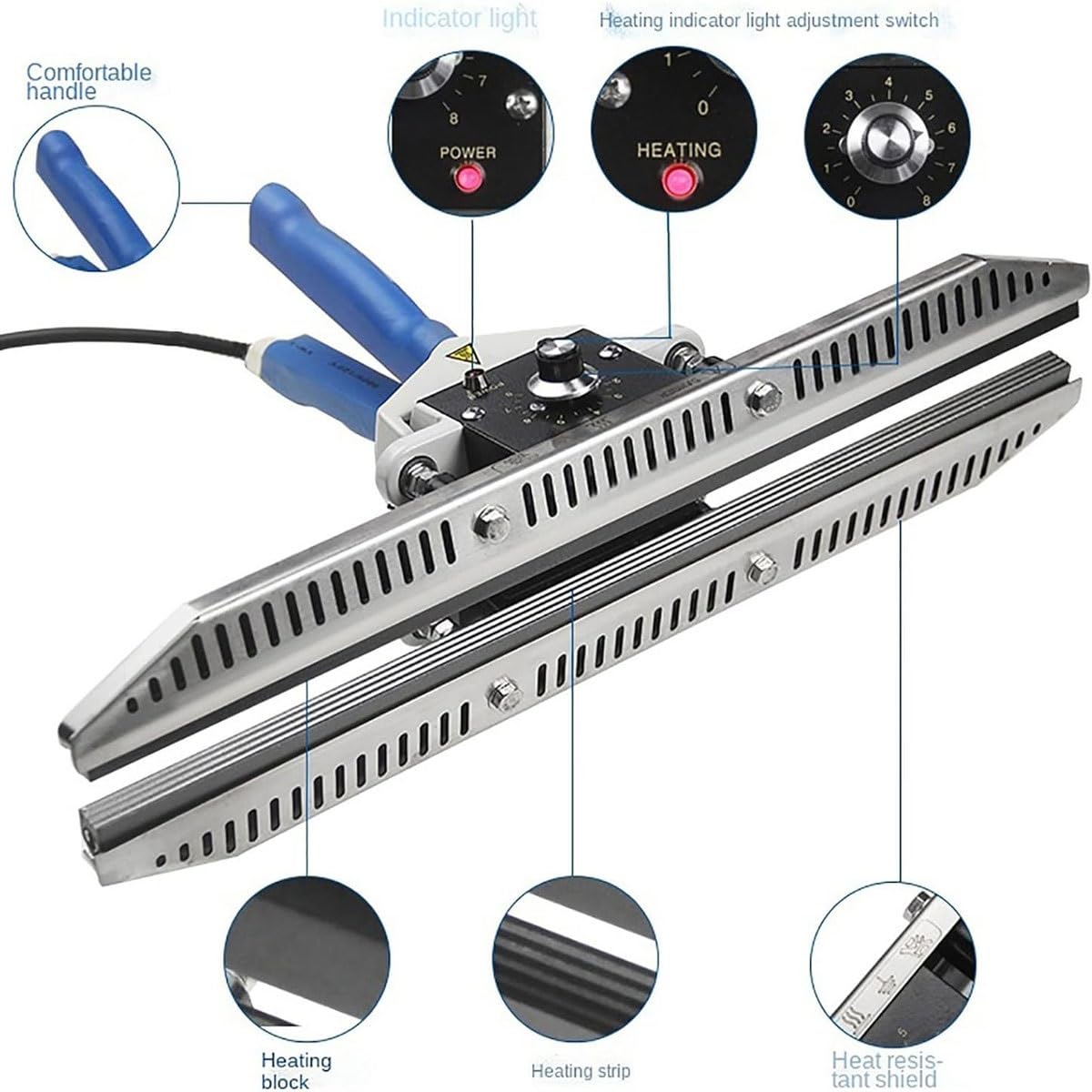 Scelleuse à sertir à Main,scelleuse à sertir Thermique Portable avec contrôle de température de 0 à 300℃,Largeur de Joint de 12mm,for Sac en Mylar,Sac en Aluminium,Sac en cellophane(400mm)