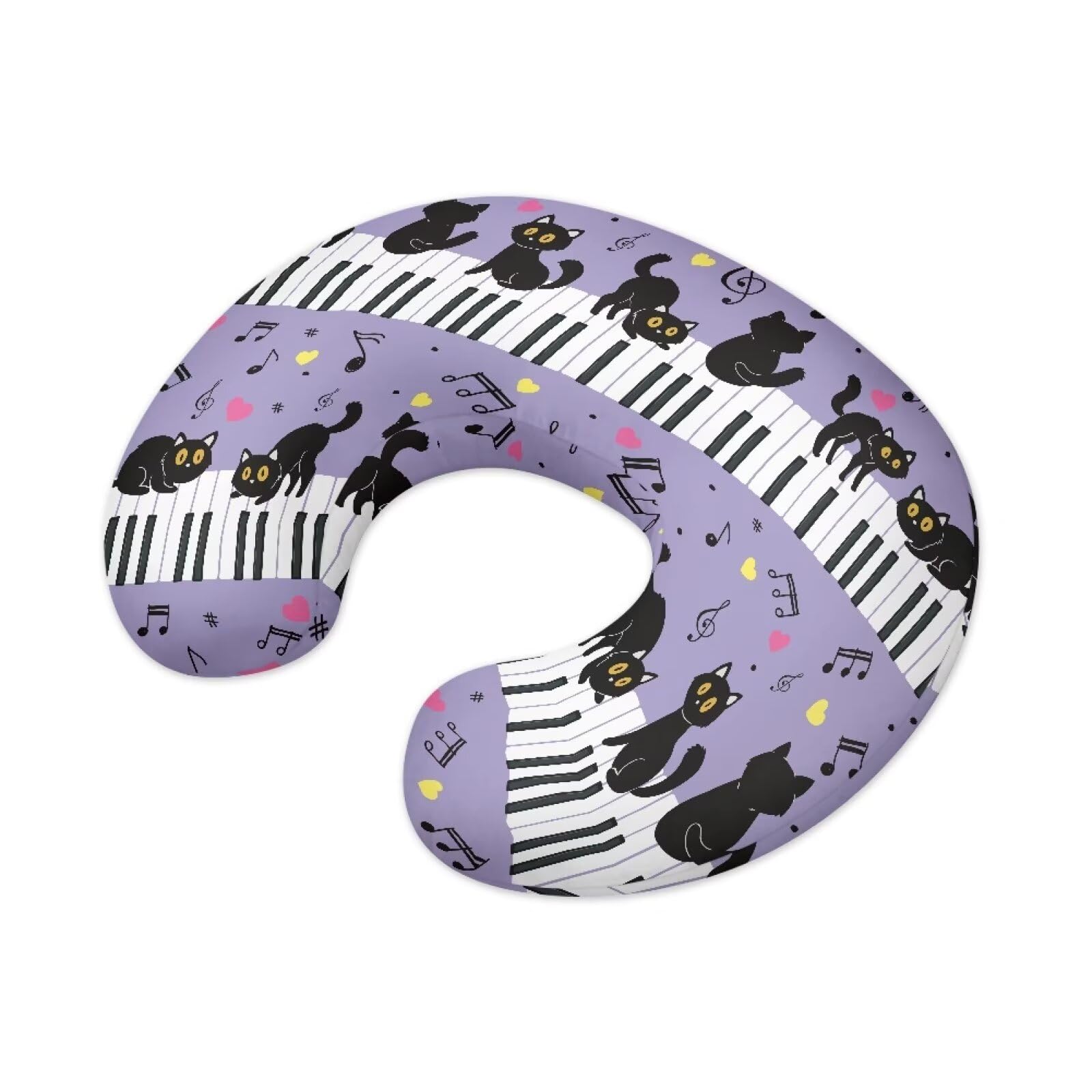 XXQGOMG Nursing Pillow Cover Music Note Cat Breast Feeding Pillows for Babies Boys & Girls Soft Breathable Nursing Pillow Case U Shaped Nursing Pillow Slipcovers for Breastfeeding Mom