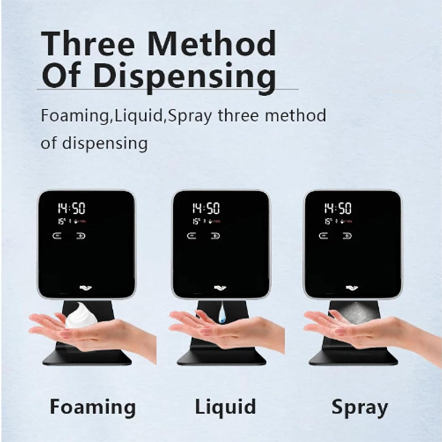 Dispenser di sapone da parete senza contatto, automatico, con 5 impostazioni regolabili e 3 modalità, display a LED, sensore a infrarossi per cucina e bagno